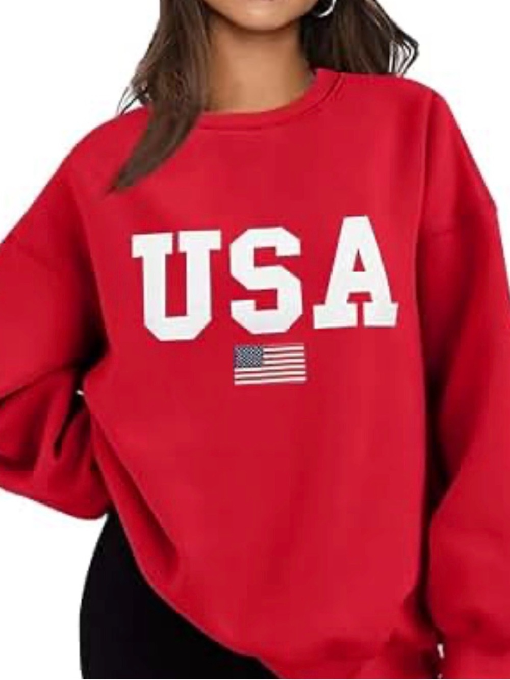 Women's Red USA Graphic Crewneck Sweatshirt